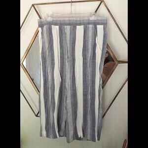 Cloth & Stone Pants Linen Blend Wide leg Womens Size Large Crop Pull on Striped